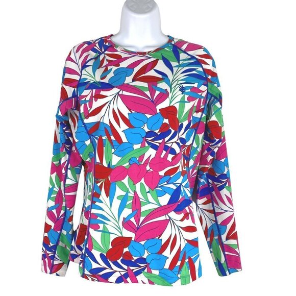 Coolibar Swim Shirt Small‎ Hightide Long Sleeve UPF 50+ Leaves Print TP-2129 - Picture 1 of 9